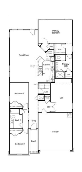 2D floor plan layout of this home in Retreat at San Gabriel, Georgetown, TX (Image 4).