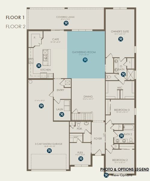 2D floor plan layout for the Easley Grande by Pulte Homes in Reagan Landing, Bradenton, FL (Image 3).