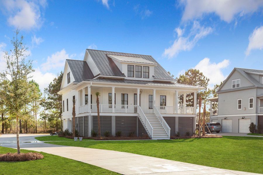 Front exterior of a new home in Rivercroft, Awendaw, SC, highlighting curb appeal (Image 25).