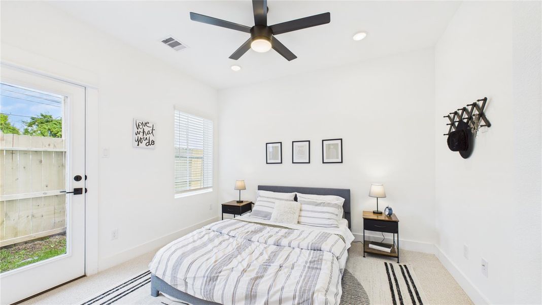 This inviting first-floor bedroom with a private bathroom and access to the backyard, creates a perfect blend of comfort and outdoor enjoyment. Designed with relaxation in mind, the space features ample natural light, a well-proportioned layout, and easy accessibility—ideal for those seeking both privacy and convenience. Whether used as a primary suite or a guest retreat, this bedroom enhances the home’s overall appeal, making it a valuable asset in any real estate listing. This inviting first-floor bedroom with a private bathroom and access to the backyard, creates a perfect blend of comfort and outdoor enjoyment. Designed with relaxation in mind, the space features ample natural light, a well-proportioned layout, and easy accessibility—ideal for those seeking both privacy and convenience. Whether used as a primary suite or a guest retreat, this bedroom enhances the home’s overall appeal, making it a valuable asset in any real estate listing.