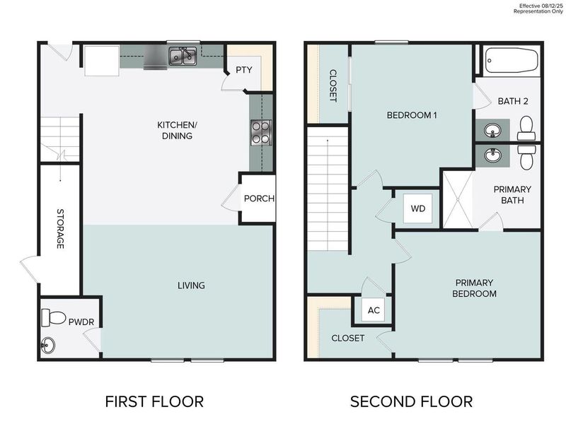 2D floor plan layout of this home in Harvest Ridge, Elgin, TX (Image 1).