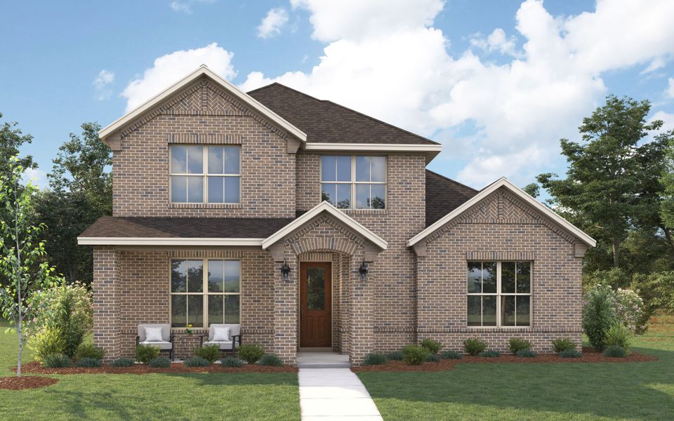 Representative exterior photo of a completed home built from the Lavon by Mattamy Homes in Bridges at Preston Crossings, Gunter, TX (Image 2). Representative exterior photo of a completed home built from the Lavon by Mattamy Homes in Bridges at Preston Crossings, Gunter, TX (Image 2).