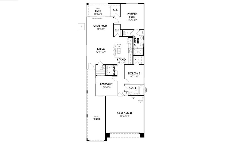 2D floor plan layout for the Almond by Mattamy Homes in Baker Farms, Phoenix, AZ (Image 3).