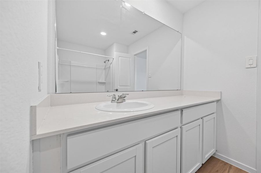 Vanity area of the master bathroom. Vanity area of the master bathroom.