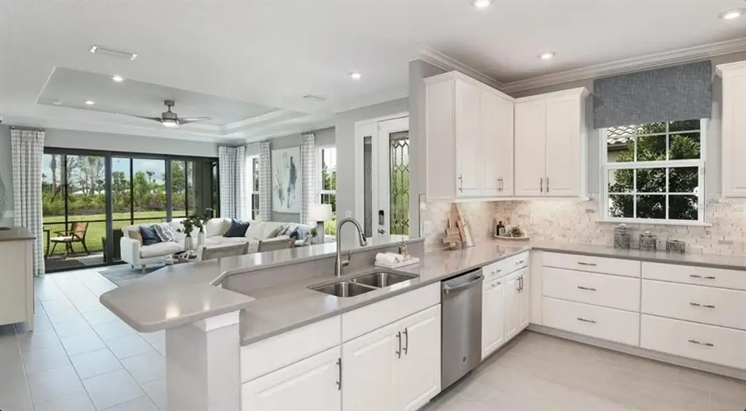 Furnished interior view inside a new home in Esplanade at Wellen Park, Englewood (Image 5).