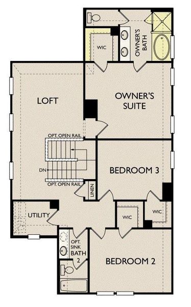 2D floor plan layout of this home in The Cottages at La Cima, San Marcos, TX (Image 2). 2D floor plan layout of this home in The Cottages at La Cima, San Marcos, TX (Image 2).