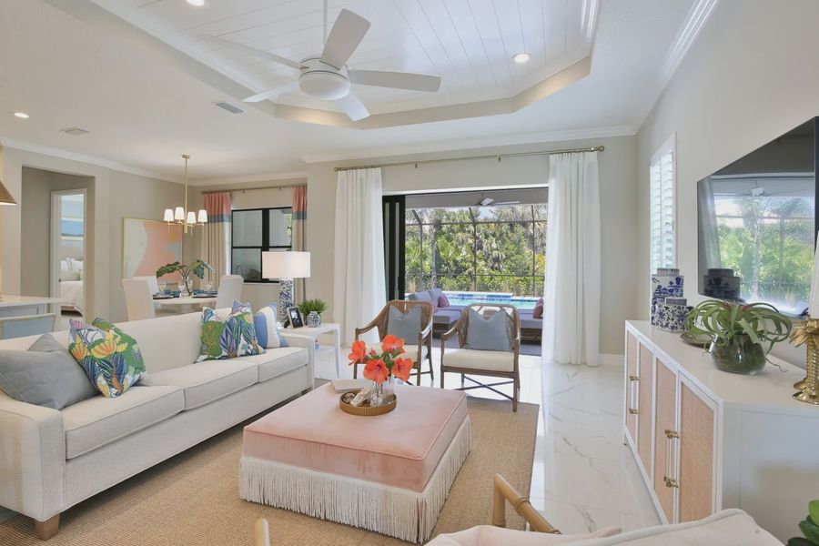Furnished interior view inside a new home in Boca Royale Golf and Country Club at Wellen Park, Englewood (Image 14). Furnished interior view inside a new home in Boca Royale Golf and Country Club at Wellen Park, Englewood (Image 14).