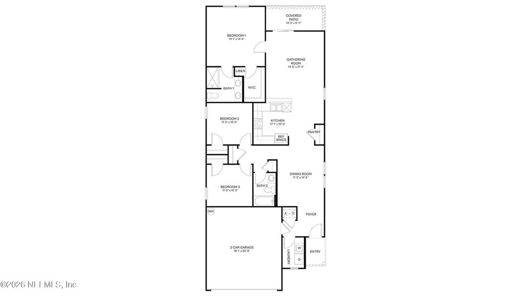 2D floor plan layout of this home in Copes Landing, Jacksonville, FL (Image 5).