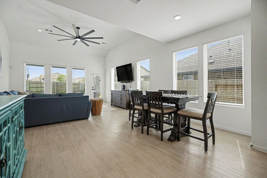 Spacious living and dining areas with soaring ceilings, abundant natural light, and an open layout ideal for a variety of furniture arrangements. Spacious living and dining areas with soaring ceilings, abundant natural light, and an open layout ideal for a variety of furniture arrangements.