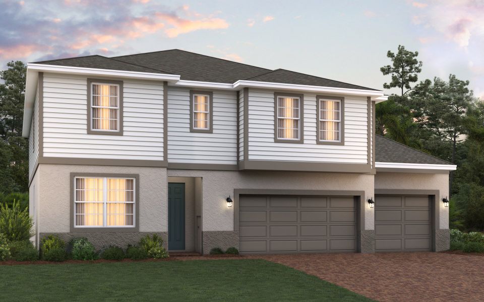 Representative exterior photo of a completed home built from the Sims 3-Car Garage by Trinity Family Builders in Trinity Gardens, Deland, FL (Image 2).