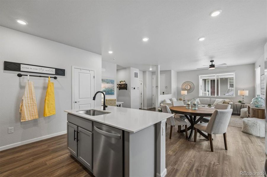 Farm style sink, stainless appliances