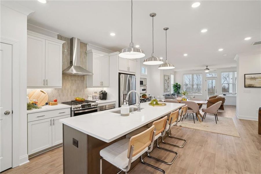 Furnished interior view inside a new home in Palisades Townhomes, Cumming (Image 24). Furnished interior view inside a new home in Palisades Townhomes, Cumming (Image 24).