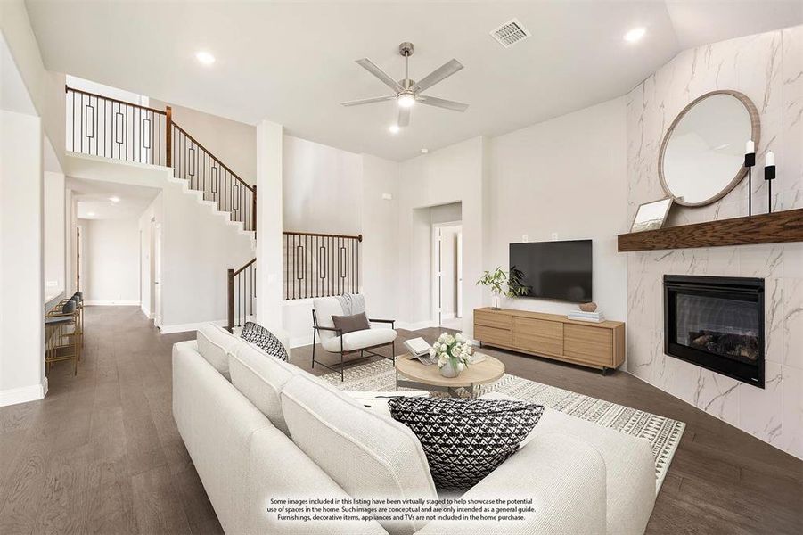 Furnished interior view inside a new home in Union Park Classic 55, Little Elm (Image 7). Furnished interior view inside a new home in Union Park Classic 55, Little Elm (Image 7).