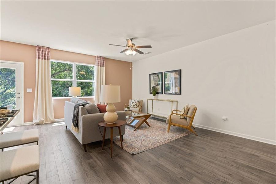 Furnished interior view inside a new home in Inverness at Sugarloaf, Lawrenceville (Image 3). Furnished interior view inside a new home in Inverness at Sugarloaf, Lawrenceville (Image 3).