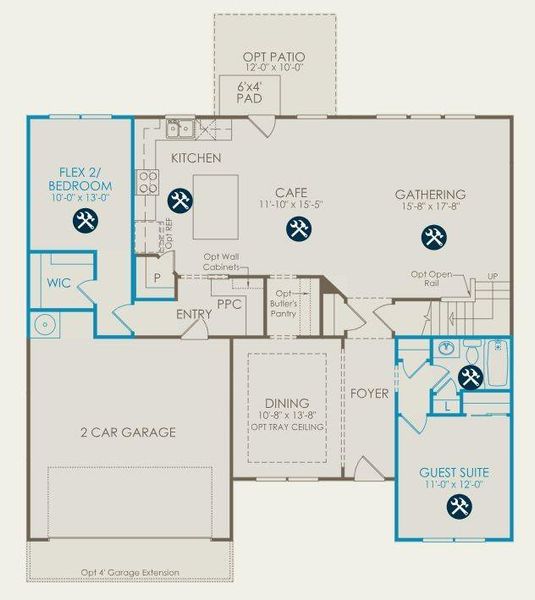 2D floor plan layout of this home in Riversprings, Dacula, GA (Image 3).