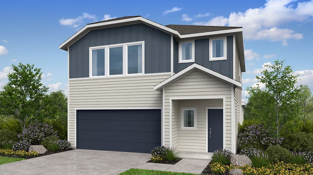 Representative exterior photo of a completed home built from the Merlin by Taylor Morrison in Turner's Crossing 45s, Buda, TX (Image 6).