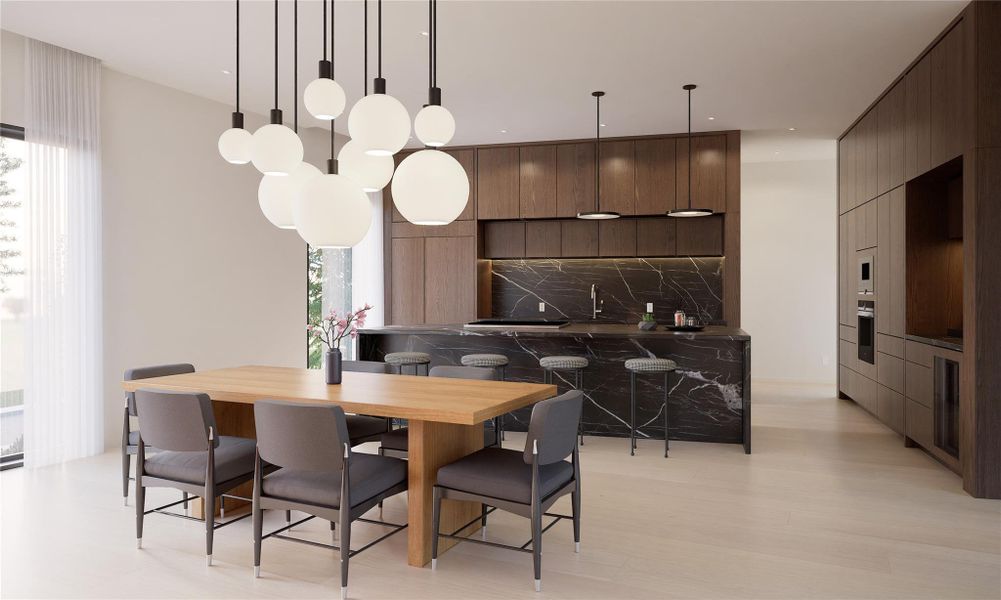 Dining space featuring light wood-style floors Dining space featuring light wood-style floors