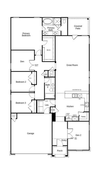 2D floor plan layout of this home in River Bluff, Leander, TX (Image 3).