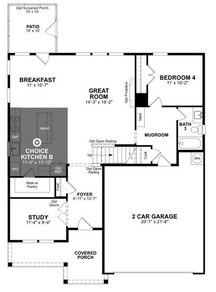 2D floor plan layout of this home in Watkins Grove, Raleigh, NC (Image 5).