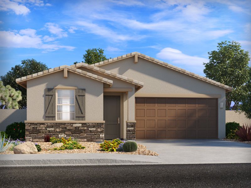 Representative exterior photo of a completed home built from the Topaz by Meritage Homes in Entrada Del Toro, Sahuarita, AZ (Image 2). Representative exterior photo of a completed home built from the Topaz by Meritage Homes in Entrada Del Toro, Sahuarita, AZ (Image 2).