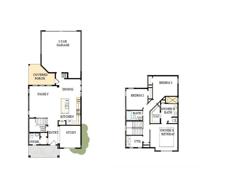 2D floor plan layout of this home in Whitley Preserve – Park Collection, Mint Hill, NC (Image 2).