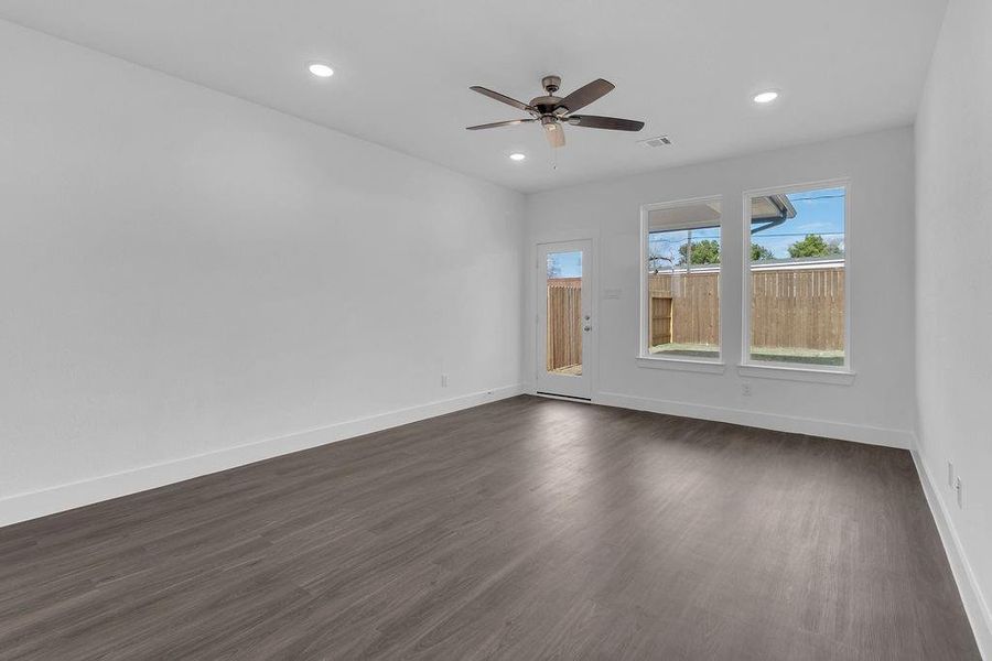 Family Room Overlooking Covered Back Patio