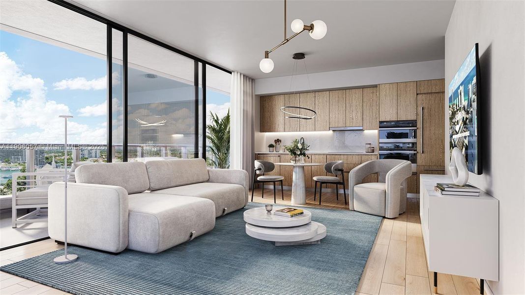 Furnished interior view inside a new home in , Miami Beach (Image 4). Furnished interior view inside a new home in , Miami Beach (Image 4).