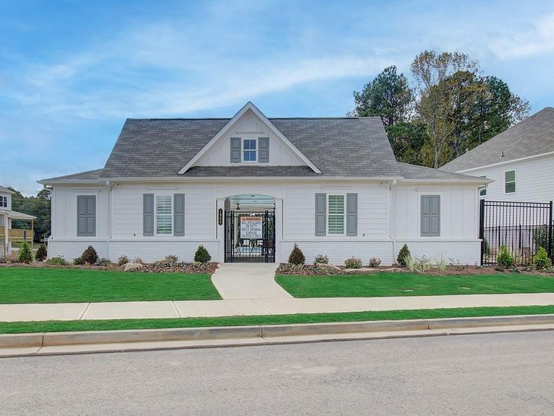 Front exterior of a new home in East Park Village, Kennesaw, GA, highlighting curb appeal (Image 1).