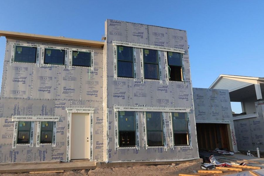 Front exterior of a new home in Easthaven at Bridgeland Central - Horizon Collection, Cypress, TX, highlighting curb appeal (Image 2).