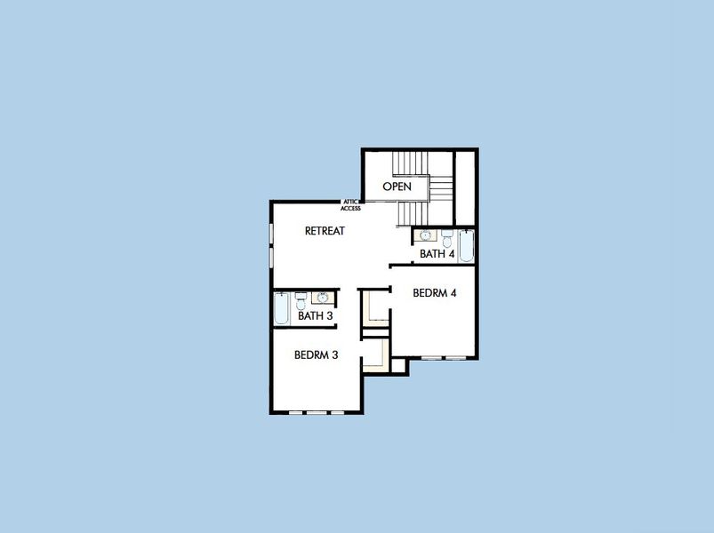 2D floor plan layout for the The Nacogdoches by David Weekley Homes in Windsong - Legacy Series, Boerne, TX (Image 4).