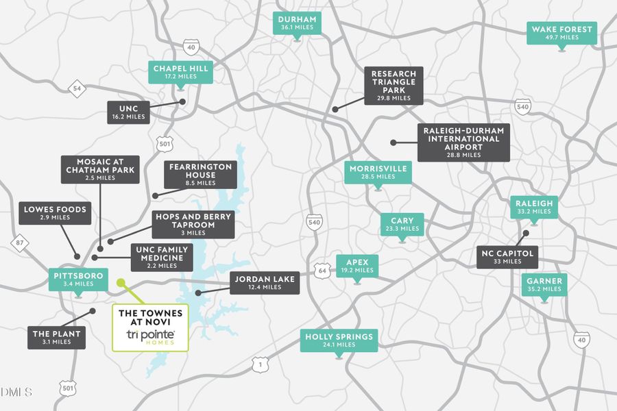 Townes at NoVi Area Map