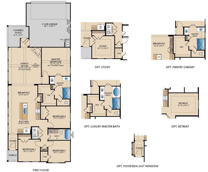 2D floor plan layout for the Stonegate by Pacesetter Homes in La Terra at Uptown Celina, Celina, TX (Image 3).
