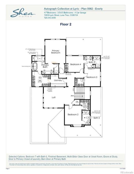 2D floor plan layout of this home in Autograph at Lyric, Lone Tree, CO (Image 4).