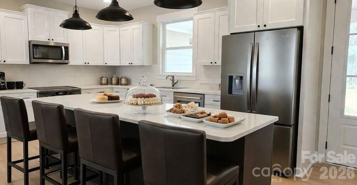 Oversize island is great for entertaining.