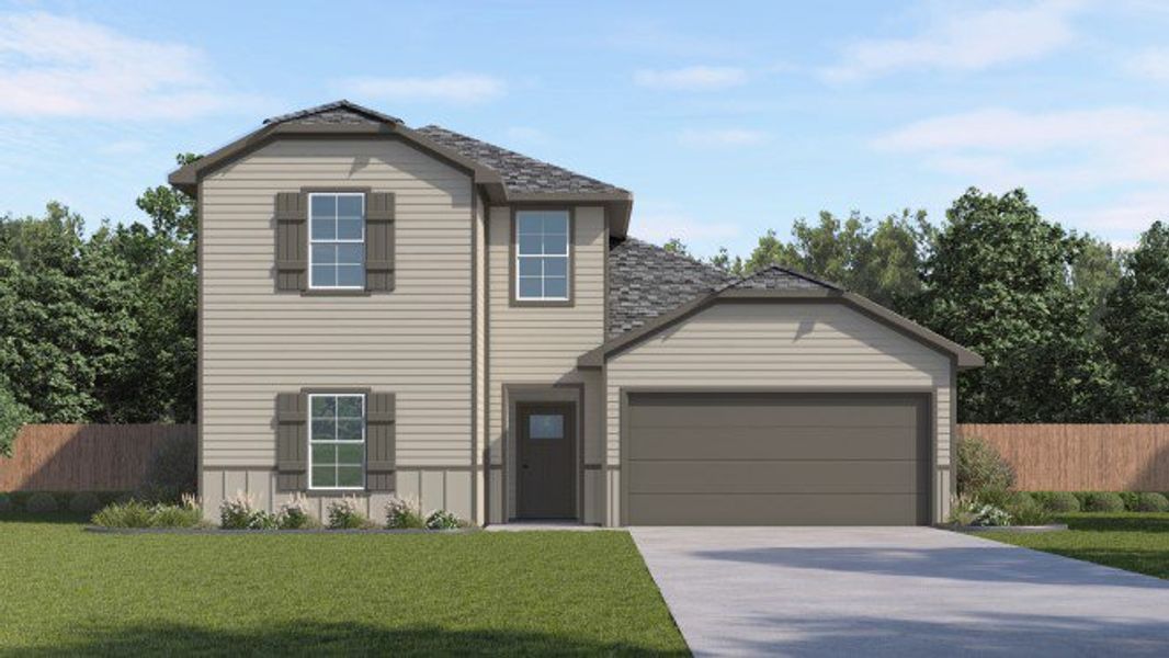 Representative exterior photo of a completed home built from the Midland - X40M by D.R. Horton in Holly Ridge, Rosenberg, TX (Image 2). Representative exterior photo of a completed home built from the Midland - X40M by D.R. Horton in Holly Ridge, Rosenberg, TX (Image 2).
