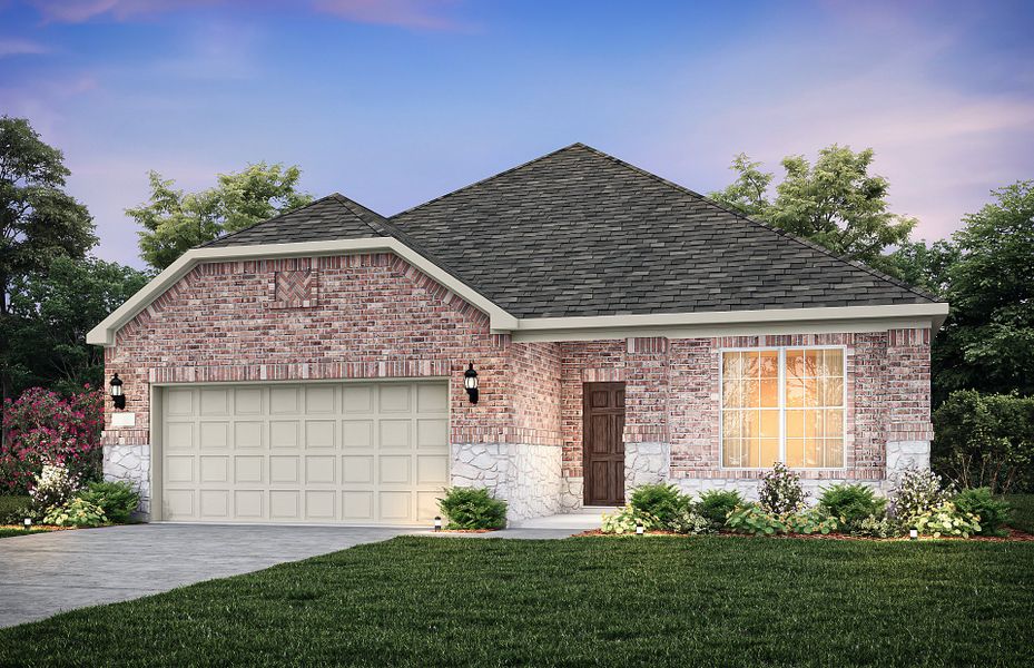 Exterior 35, with stone accents and a 2-car garage with extra storage space