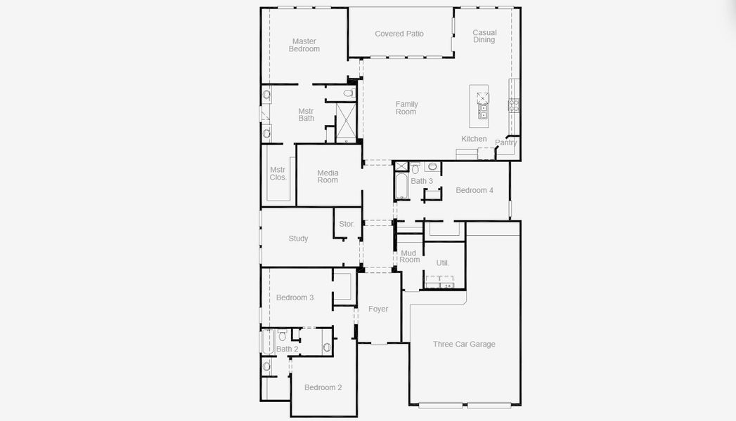2D floor plan layout for the Forest Hill by Coventry Homes in Pecan Square 60', Northlake, TX (Image 3).