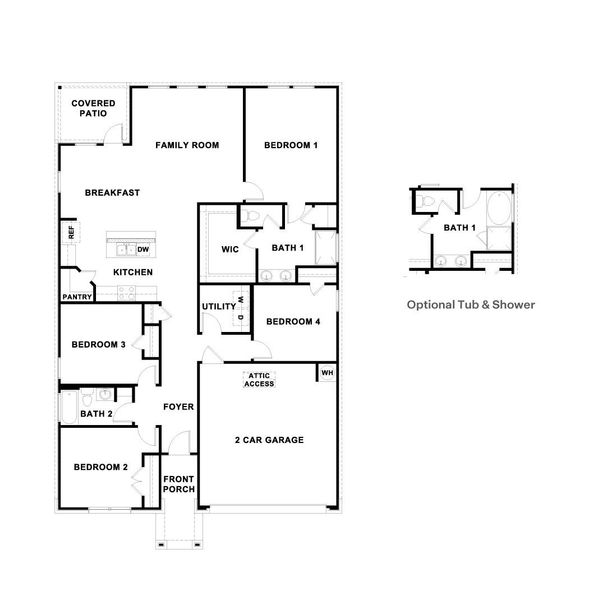 2D floor plan layout of this home in Rosenbusch Ranch, Leander, TX (Image 4).