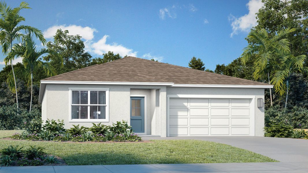 Representative exterior photo of a completed home built from the Atwood by DRB Homes in Willowbrook North, Winter Haven, FL (Image 7).