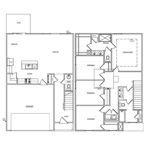 2D floor plan layout for the Cedar B by McGuinn Homes in Willow Lake, Blythewood, SC (Image 3).