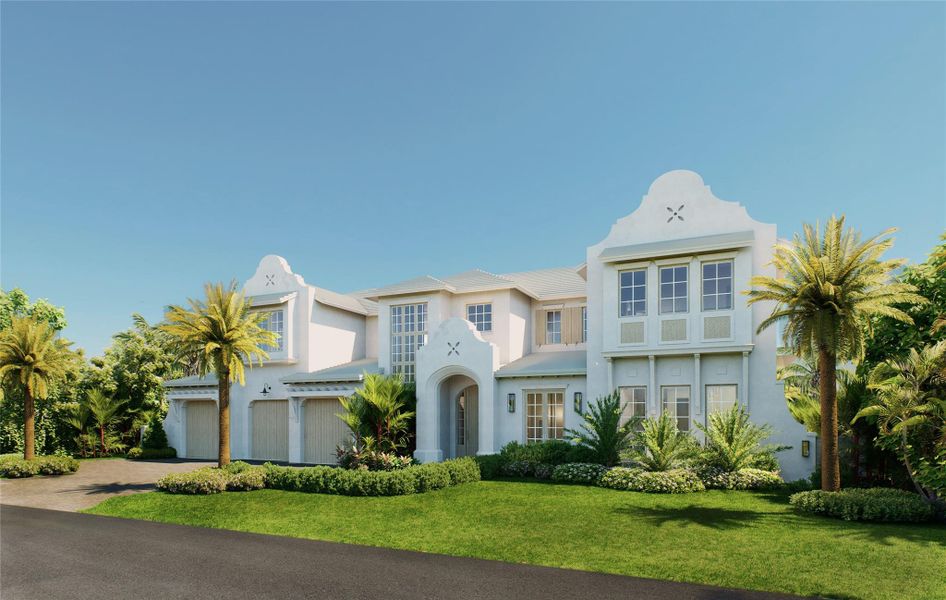 Front exterior of a new home in , Delray Beach, FL, highlighting curb appeal (Image 1). Front exterior of a new home in , Delray Beach, FL, highlighting curb appeal (Image 1).