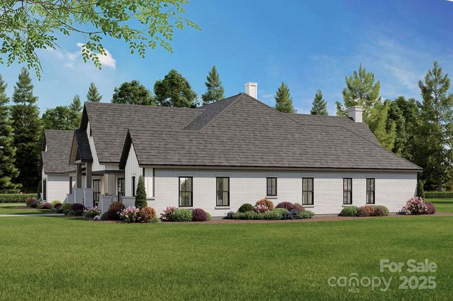 Expansive windows offer abundant natural light, while the landscaped yard and surrounding trees provide privacy and a serene, natural backdrop. Expansive windows offer abundant natural light, while the landscaped yard and surrounding trees provide privacy and a serene, natural backdrop.