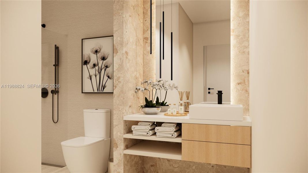 Furnished interior view inside a new home in , Miami (Image 10).