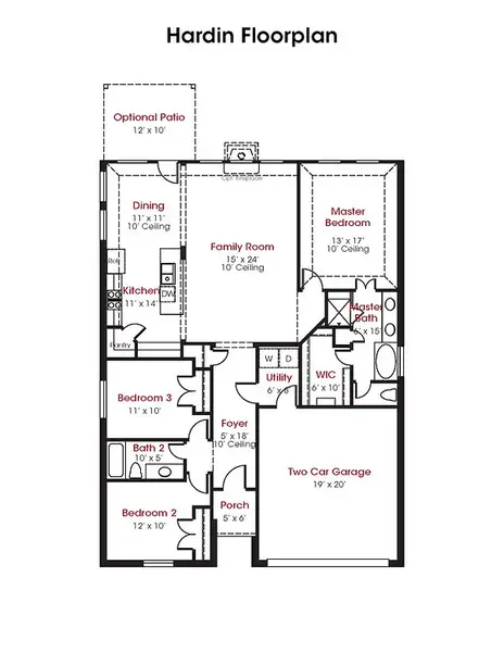 2D floor plan layout for the Hardin by Kendall Homes in Russell Ranch, Bay City, TX (Image 3). 2D floor plan layout for the Hardin by Kendall Homes in Russell Ranch, Bay City, TX (Image 3).