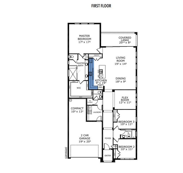 2D floor plan layout for the Serena II - Classic Series | 50' Wide Lots by ICI Homes in Woodhaven, Port Orange, FL (Image 3).
