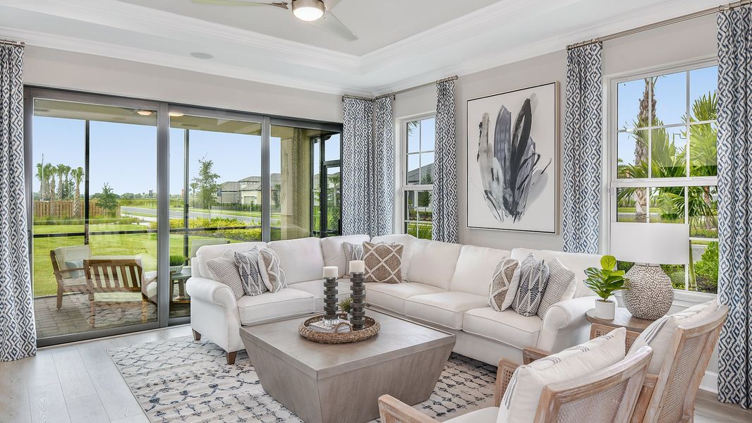 Representative furnished interior of a home built from the Ibis by Taylor Morrison in Esplanade at Skye Ranch, Sarasota (Image 3).