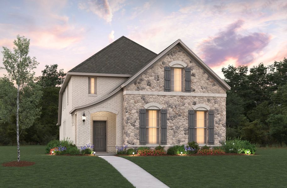 Representative exterior photo of a completed home built from the Brenham by Beazer Homes in Wildflower Ranch, Northlake, TX (Image 1). Representative exterior photo of a completed home built from the Brenham by Beazer Homes in Wildflower Ranch, Northlake, TX (Image 1).