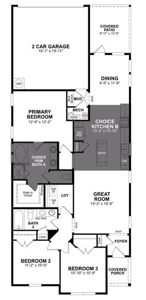 2D floor plan layout of this home in Wildflower Ranch, Justin, TX (Image 3).