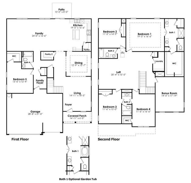 2D floor plan layout for the Westerly by D.R. Horton in Lake Tide Summit, Chapin, SC (Image 3).