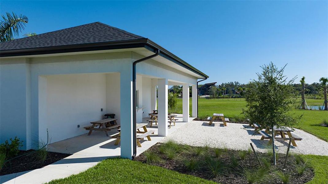 Exterior details and patio area of a home in Cassia at Skye Ranch, Sarasota (Image 23). Exterior details and patio area of a home in Cassia at Skye Ranch, Sarasota (Image 23).